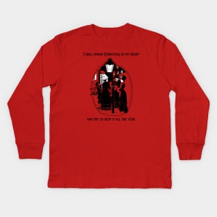 Vintage Victorian Dickens Christmas Quote Kids Long Sleeve T-Shirt